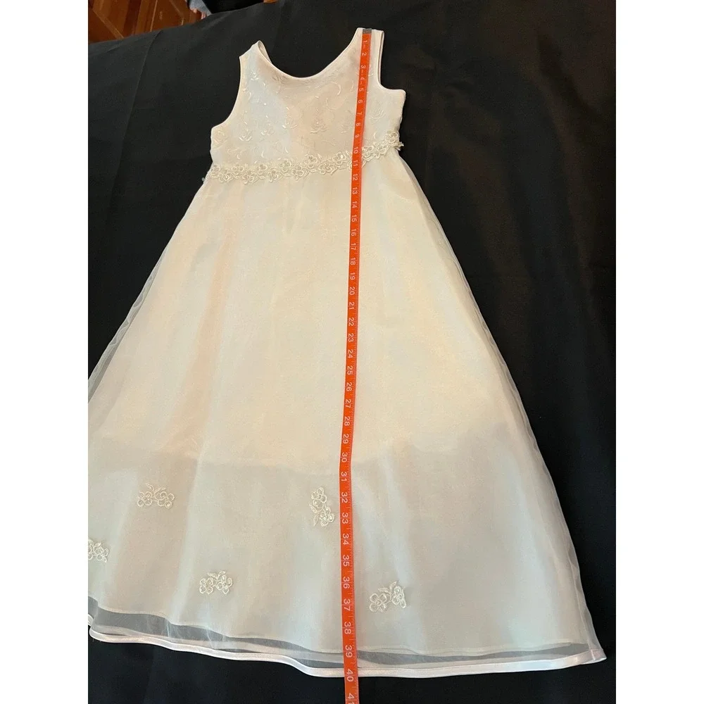 Rare Editions Girls White Embroidered Floral Formal Gown Dress Size 12 E421243A